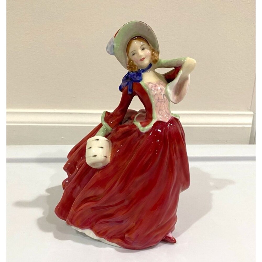 Vintage Royal Doulton Autumn Breezes Figurine Red Dress Woman HN1934